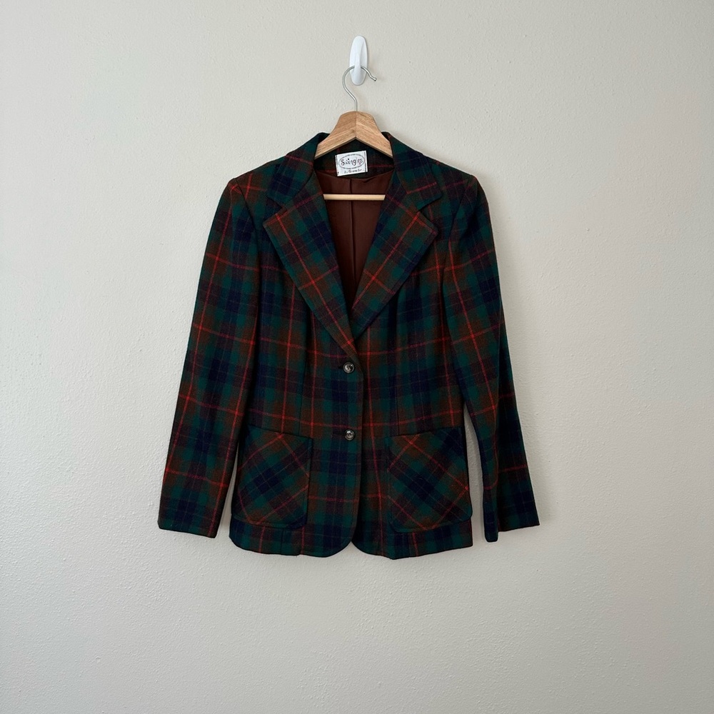 Vintage plaid blazer coat jacket